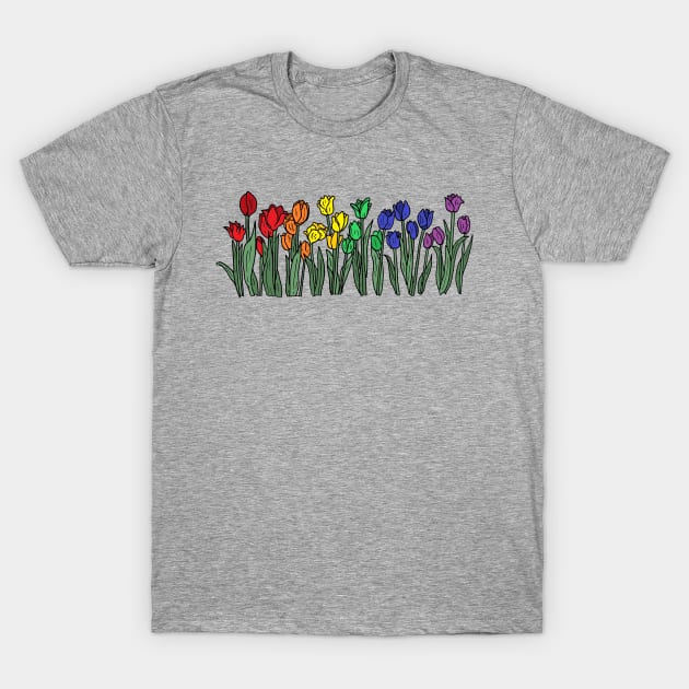 Pride flag tulips T-Shirt by JennyGreneIllustration